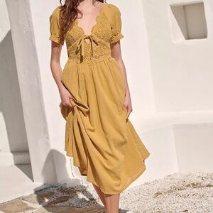 Free People All you need is lace dress, mustard, size small